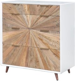 Marrakesh 5 Drawer Chest (Distressed Natural & White Lacquer) 