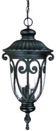Naples 3-Light Outdoor Hanging Lantern in Matte Black  