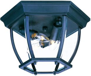 Flushmount Collection Ceiling-Mount 3-Light Outdoor Matte Black Light Fixture 