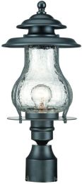 Blue Ridge Collection 1-Light Post Mount Outdoor Lantern in Matte Black 
