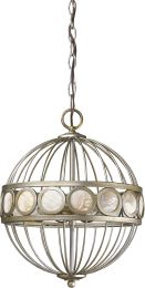 Aria 3-Light Globe Chandelier with pearl disks 