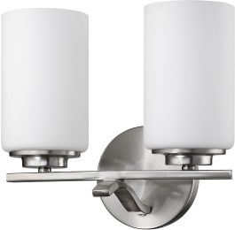 Poydras 2-Light Vanity Fixture with opal glass shades 