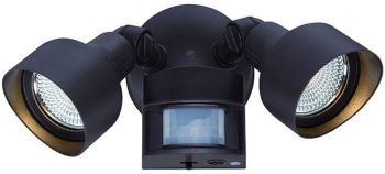Adjustable 2-Head LED Bronze Floodlight with Motion Sensor and Photocell 