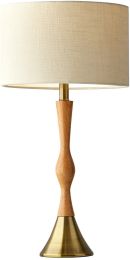 Eve Table Lamp (Natural Oak Wood & Antique Brass Accent) 