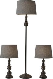 Chandler Floor and Table Lamp Set (Dark Bronze - 3 Piece) 