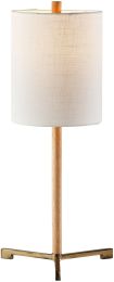 Maddox Table Lamp (Natural Wood & Antique Brass) 