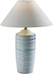 Catalina Lampe de Table (Céramique Bleu Clair Nervurée) 