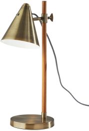Bryn Desk Lamp (Natural Wood & Antique Brass) 