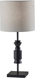 Elton Table Lamp (Black & Black Wood) 