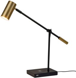 Collette Desk Lamp (Black & Antique Brass - AdessoCharge LED) 