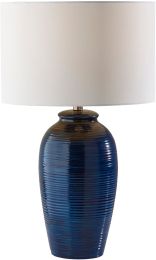 Alexis Table Lamp (Blue Ribbed Ceramic) 