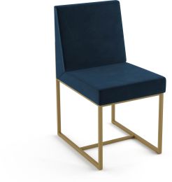 Derry Dining Chair (Dark Blue  with Golden Base) 