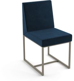 Derry Dining Chair (Dark Blue  with Grey Base) 