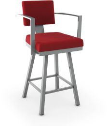Akers Swivel Counter Stool (Red with Metallic Grey Base) 