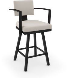 Akers Swivel Counter Stool (Cream with Black Base) 