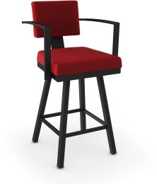 Akers Swivel Bar Stool (Red with Black Base) 