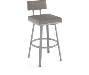 Staten Swivel Counter Stool (Silver Grey with Shiny Grey Base) 