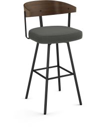 Quinton Swivel Counter Stool (Charcoal Grey with Black Base) 