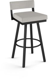Travis Swivel Counter Stool (Pale Grey & Beige with Black Base) 
