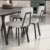 Kane Table and Clarkson Chairs 5-Pieces Dining Set (Grey & Grey-Beige-Brown) 