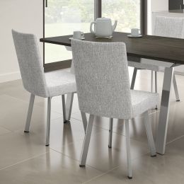 Della Table and Elmira Chairs 7-Pieces Dining Set (Dark Grey & Grey-White) 