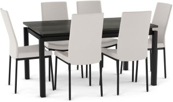 Mylos Table and Torres Chairs 7-Pieces Dining Set (Grey with Light Grey and Black Base) 