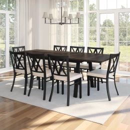 Drift Table and Washington Chairs 7-Pieces Dining Set (Dark Grey & Cream & Grey) 