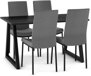 Ensemble Table à manger Kacey et chaises Torres (5 pièces - Basalt, Gris et Noir) 