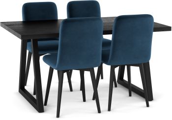 Ensemble Table à manger Answorth et chaises Betty (5 pièces - Basalt, Dark Blue et Noir) 