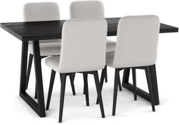 Answorth Table and Betty Chairs 5-Pieces Dining Set (Basalt with Light Grey and Black Base) 