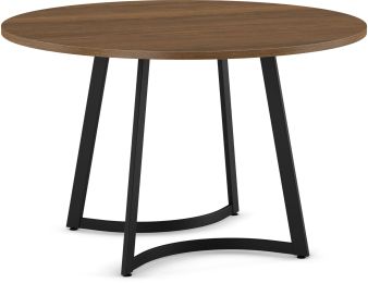 Tahina Round Dining Table (Light Brown with Black Base) 