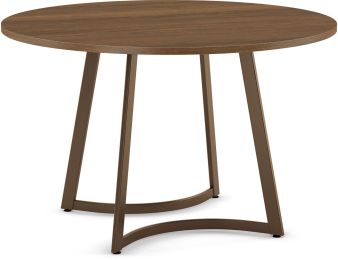 Tahina Round Dining Table (Light Brown with Bronze Base) 