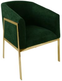 Fame Arm Chair (Green Velvet with Polished Gold Stainless Frame) 