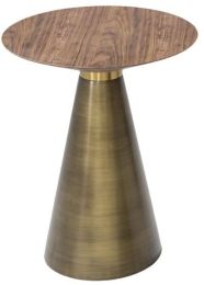 Bari End Table (17 Inch - Walnut and Antique Brass) 