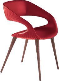 Shape Chaise (Rouge avec Pattes Noyer Massif) 