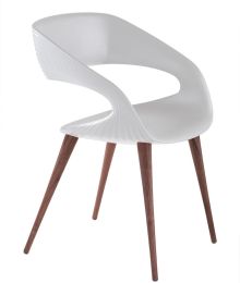 Shape Chair (White with Solid Walnut Legs) 