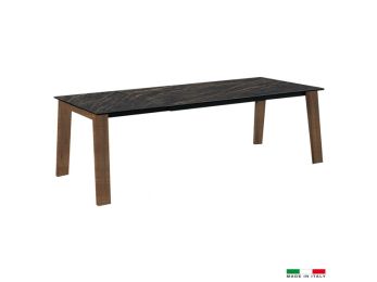 Unico Table à Diner Extensible (Noir et Noyer) 