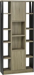 Multi-Tier Display Cabinet with Storage (Dark Taupe & Black) 