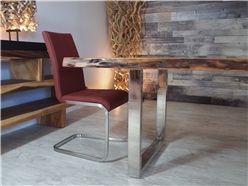Zen 108 Inch Live Edge Table in Acacia with Stainless Steel U-Legs 
