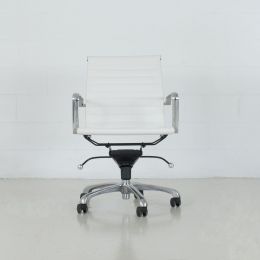 Eames Chaise de Bureau à Dossier Bas (Blanc) 