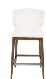 Cabo Counter Stool (White Seat With Solid Wood Base) 