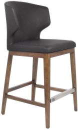 Cabo Counter Stool (Black Seat With Solid Wood Base) 