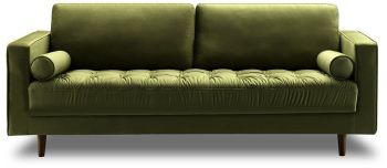 Bente Tufted Velvet 3-Seater Sofa (Green) 