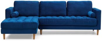 Bente Tufted Velvet Sectional Sofa (Left - Blue) 