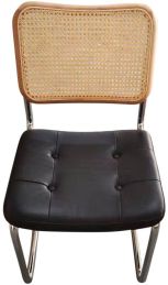 Emy Side Chair (Natural & Black Leather) 