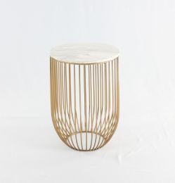 Mie Side Table (Carrara Marble Top & Gold Base) 