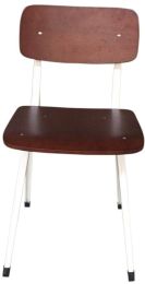Rika Chair (Set of 2 - Walnut Seat with Back & White Frame) 