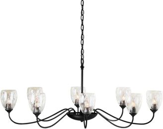 Oval Large 8 Arm Chandelier (Large8 Arm - Black & Water Glass) 