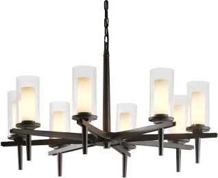 Constellation Chandelier (8 Arm - Dark Smoke & Clear Glass with Opal Diffuser) 
