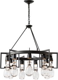 Apothecary Circular Chandelier (Black & Clear Glass) 